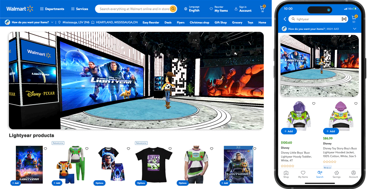 Walmart Canada VR Character Shop Area